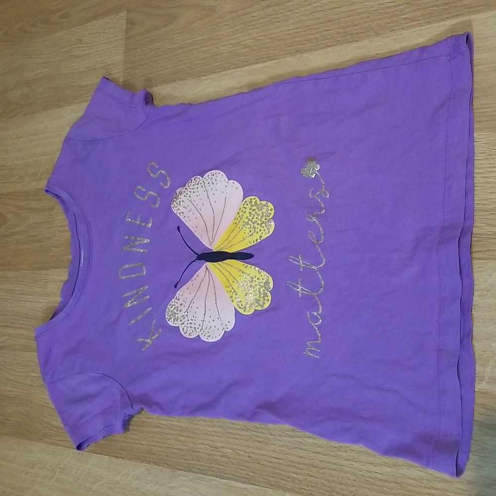 George purple shirt with butterfly and kindness matters girls medium size 7-8